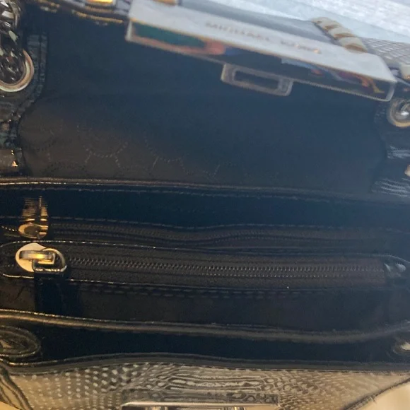 Michael Kors Black Patent Studded Chain Shoulder or Crossbody - Picture 4 of 11